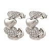 Brass Micro Pave Clear Cubic Zirconia Stud Earrings EJEW-D322-07P-01-4
