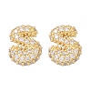 Brass Micro Pave Cubic Zirconia Stud Earrings EJEW-Z091-04G-S-2