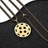 201 Stainless Steel Pickleball Pendant Box Chain Necklaces for Women Men NJEW-H050-01A-G-1