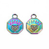 Rainbow Color 201 Stainless Steel Pendant Rhinestone Settings STAS-S119-024-2