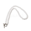 8MM White Round Plastic Pearl Beaded Necklaces for Women NJEW-L469-01P-4