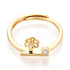 Flower Brass Micro Pave Cubic Zirconia Cup Peg Ring Settings LS-KK-N274-31G-2