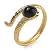 Natural Dyed & Heated Black Agate Finger Rings RJEW-U027-04G-08-1