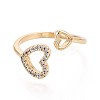 Brass Micro Pave Cubic Zirconia Cuff Rings for Women KK-T071-73G-2