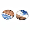 Transparent Resin & Walnut Wood Pendants X-RESI-T035-24-A02-3