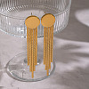 Flat Round 304 Stainless Steel Tassel Stud Earrings JH8202-1-3