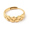 Ion Plating(IP) 304 Stainless Steel Textured Rhombus Adjustable Ring for Women RJEW-I085-05G-2