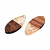 Transparent Resin & Walnut Wood Pendants RESI-N025-032-A01-3