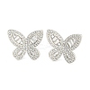 Rack Plating Brass Pave Clear Cubic Zirconia Stud Earring Finding EJEW-C102-33P-1
