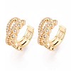 Brass Micro Pave Clear Cubic Zirconia Cuff Earrings EJEW-T047-80G-1