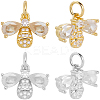 8Pcs 2 Colors Bees Brass Micro Pave Cubic Zirconia Charms KK-BBC0019-18-1