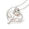 Clear Cubic Zirconia Heart with Rose Pendant Necklace NJEW-F293-01D-RG-3