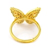 Butterfly Brass Micro Pave Cubic Zirconia Adjustable Rings for Women RJEW-U003-27A-G-3