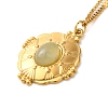 304 Stainless Steel Pave Natural Stone Pendant Necklaces for Women LS-NJEW-U009-03G-03-1
