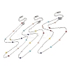 304 Stainless Steel Enamel Rondelle Bead Cable Chain Necklaces for Women NJEW-G190-01P-4