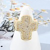 Brass Micro Pave Clear Cubic Zirconia Open Cuff Rings for Women RJEW-R011-03G-01-3