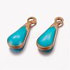 Antique Golden Plated Brass Enamel Teardrop Charms KK-Q571-01C-2
