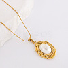 Chic Design Oval 304 Stainless Steel with Imitation Pearl Pendant Necklaces for Women AA0012-2