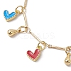 Brass Colorful Enamel Heart Link Chains Bracelet BJEW-TA00463-3