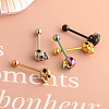 Skull 304 Stainless Steel Straight Barbell 15 Gauge Piercing Tongue Rings for Women Men FS-WG07D05-05-3