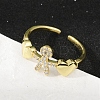 Brass Micro Pave Cubic Zirconia Adjustable Cuff Rings for Women RJEW-C129-11G-1