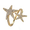 Adjustable Brass Micro Pave Clear Cubic Zirconia Cuff Rings X-ZIRC-Z002-29G-3