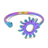 Ion Plating(IP) 304 Stainless Steel Sun Open Cuff Ring for Women RJEW-M149-05RC-1
