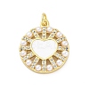Brass Micro Pave Cubic Zirconia and Enamel and ABS Imitation Pearl Pendants KK-D325-24G-03-1