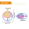 60Pcs Ion Plating(IP) 201 Stainless Steel Filigree Pendants STAS-DC0012-61-2