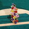 Leaf Brass Cubic Zirconia Pendant Necklaces & Hoop Earrings & Rings Sets FS-WGD46EA-05-2