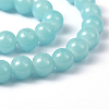 Pale Turquoise Color Spray Painted Round Imitation Jade Glass Beads Strands X-DGLA-S076-8mm-19-4