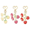 Cherry & Strawberry Alloy Enamel Pendant Decoration HJEW-YW00059-01-2