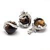 Dragon Platinum Plated Brass Natural Tiger Eye Pendants G-F228-04A-RS-1