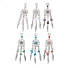 6Pcs 6 Styles Natural & Synthetic Mixed Gemstone & Alloy Woven Web/Net with Feather Big Pendants PALLOY-JF03443-1
