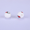 Printed Round with Snowman Pattern Silicone Focal Beads SI-JX0056A-145-1