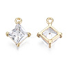 Brass Micro Pave Clear Cubic Zirconia Charms KK-T056-65G-NF-2