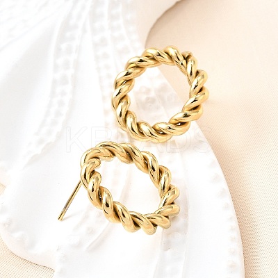 Ion Plating(IP) 304 Stainless Steel Twist Rope Ring Stud Earrings for Woman X-EJEW-N097-006LG-1