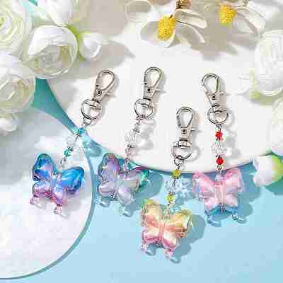 4Pcs Acrylic Butterfly Pendants Decorations HJEW-JM01595-1