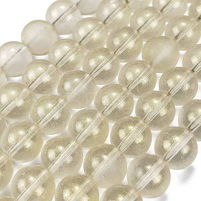 Frosted Transparent Glass Bead Strands GLAA-P065-10mm-01-1