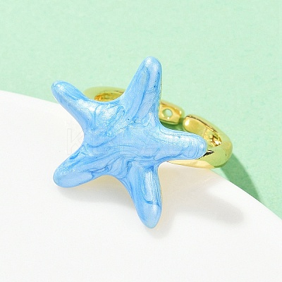 Brass Enamel Adjustable Cuff Rings for Women RJEW-G357-01J-1