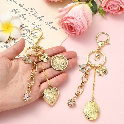 Brass Locket Pendants Keychain KEYC-YW00281-01-1