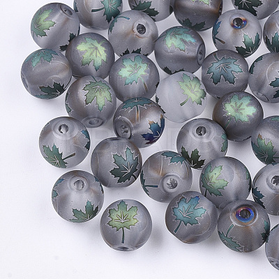 Autumn Theme Electroplate Transparent Glass Beads EGLA-S178-01-01B-1