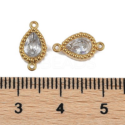 Ion Plating(IP) 304 Stainless Steel Cubic Zirconia Teardrop Links Connector Charms STAS-K256-23G-07-1