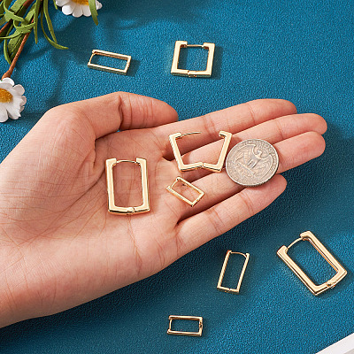 8Pcs 4 Size Brass Rectangle Hoop Earrings for Women EJEW-TA0001-12-1