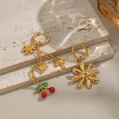 304 Stainless Steel Enamel Hoop Earrings LS-EJEW-G451-06G-1