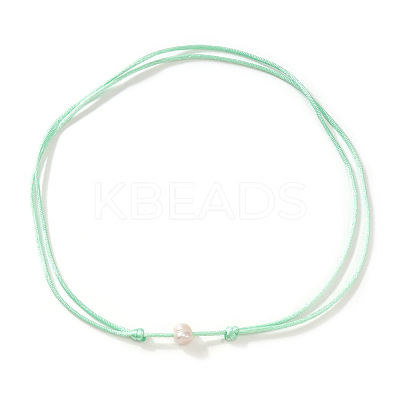 Imitation Pearl White Potato Pendant Adjustable Waxed Cord Necklaces for Women OH8963-2-1