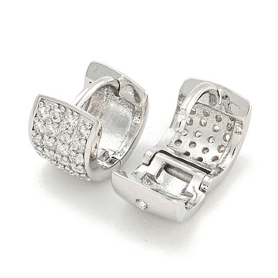 Brass Micro Pave Clear Cubic Zirconia Hoop Earrings Women EJEW-S228-10P-1