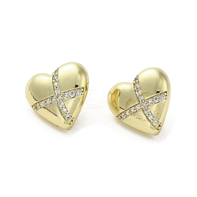 Brass Micro Pave Cubic Zirconia Stud Earrings EJEW-G381-07G-1