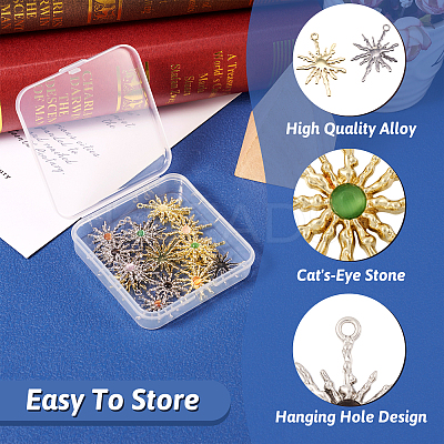 20Pcs 10 Styles Rack Plating Alloy Cat Eye Pendants FIND-TA0002-39-1