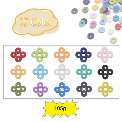 105G 15 Colors Handmade Polymer Clay Beads CLAY-YW0001-43-1